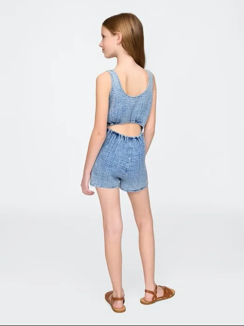 NWT Kids GAP Crinkle Gauze Denim Romper (Blue) XXL 14/16